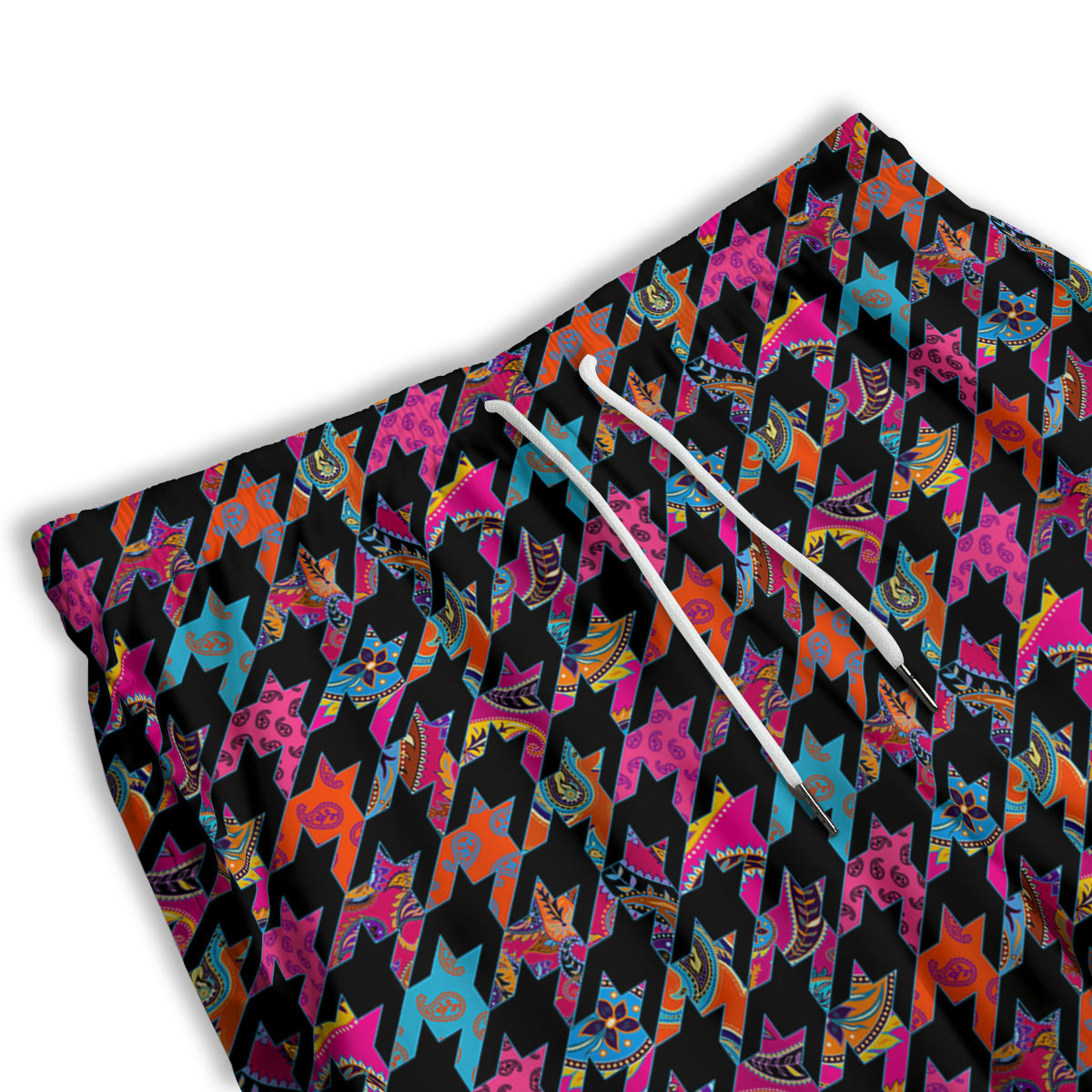 Geometrical Houndstooth And Paisley Print Pattern Men's Athletic Shorts