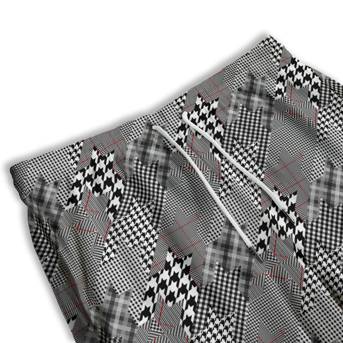 Geometrical Houndstooth Patchwork Print Pattern Men's Athletic Shorts