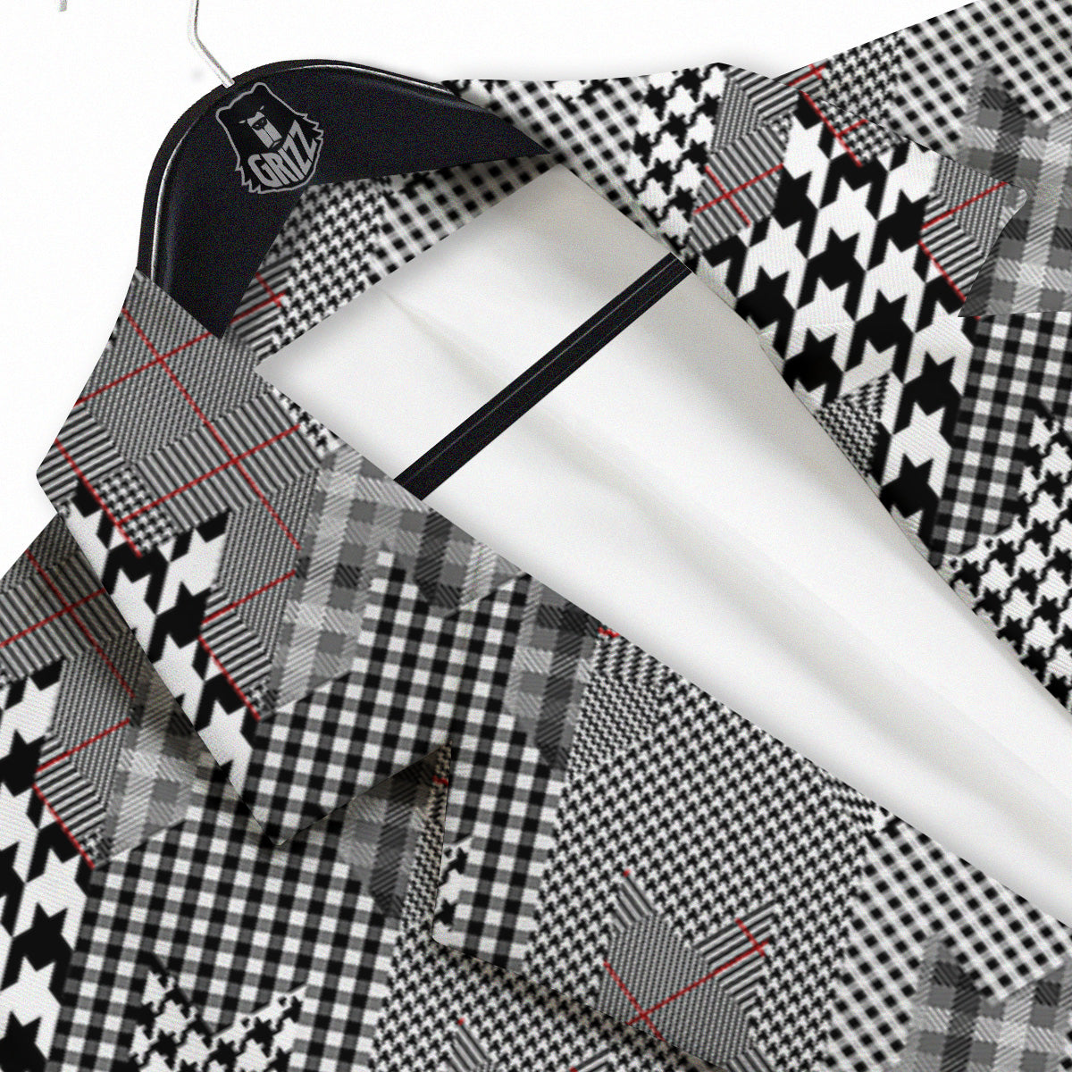 Geometrical Houndstooth Patchwork Print Pattern Men's Sport Coat-grizzshop