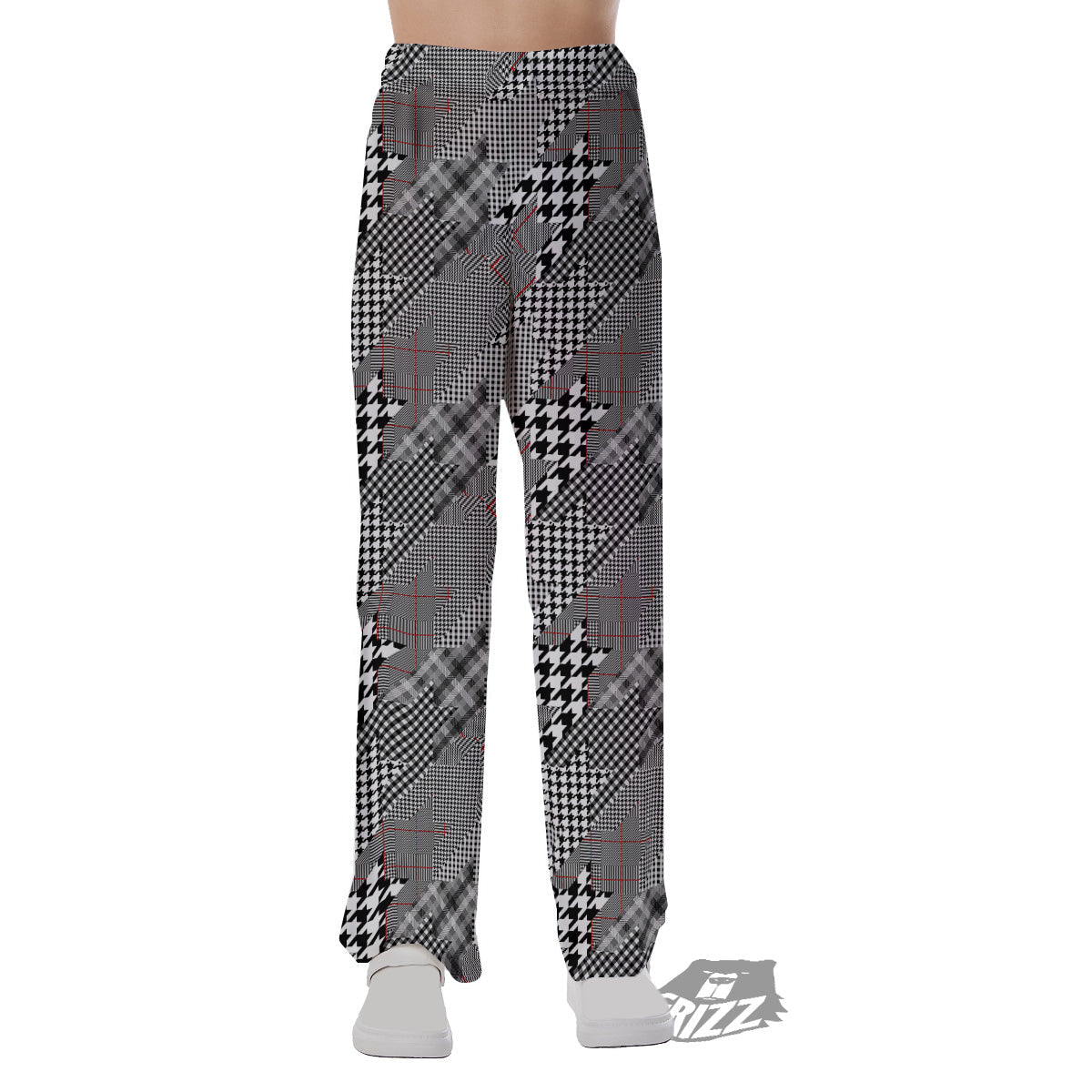 Geometrical Houndstooth Patchwork Print Pattern Pajama Pants-grizzshop