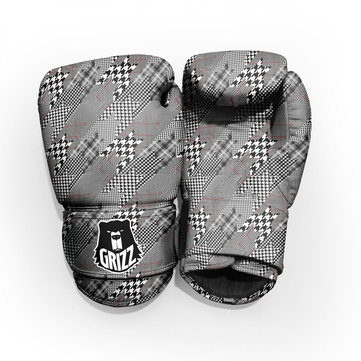 Geometrical Houndstooth Patchwork Print Pattern Sparring Gloves-grizzshop