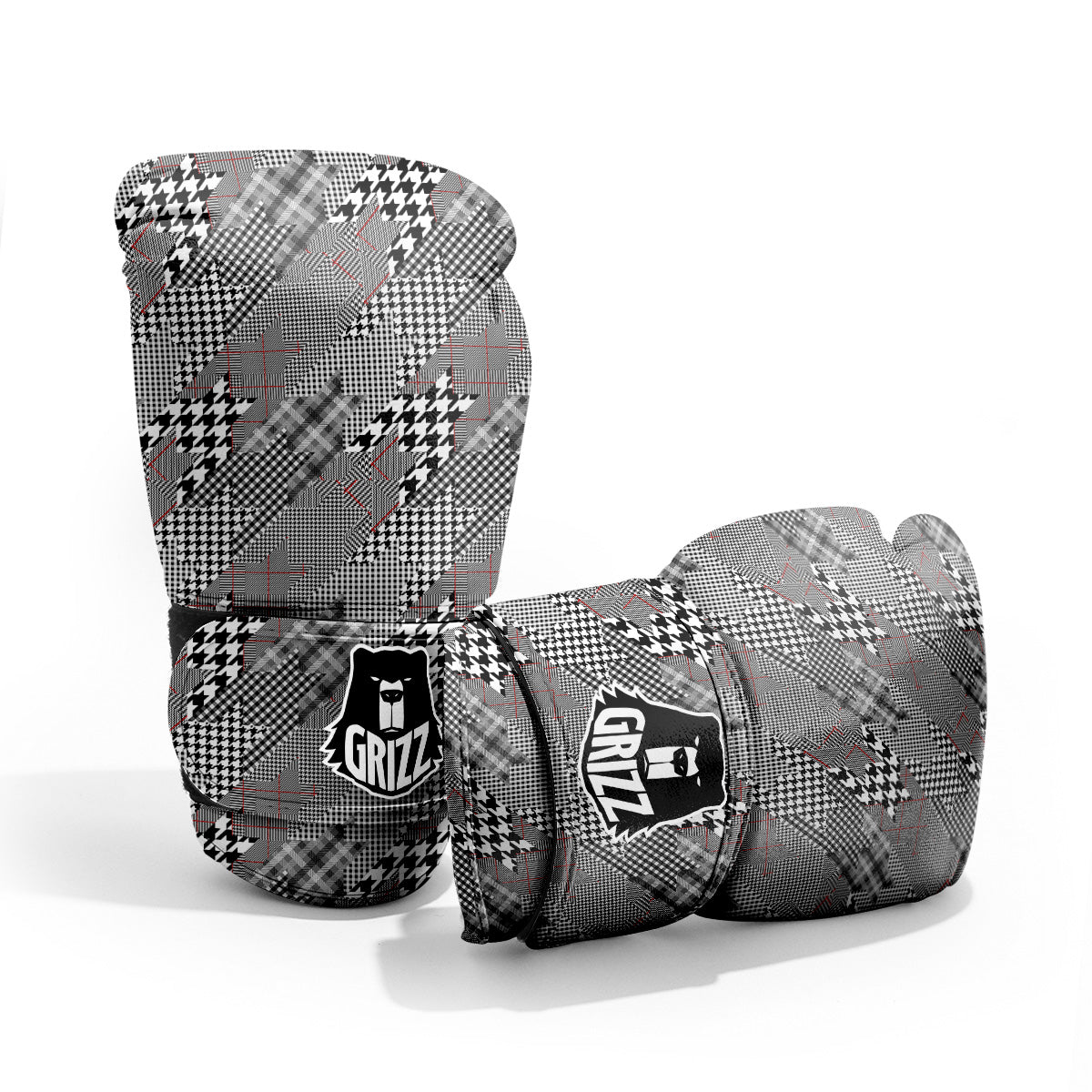 Geometrical Houndstooth Patchwork Print Pattern Sparring Gloves-grizzshop