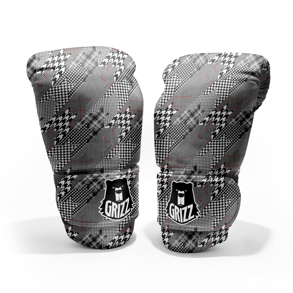 Geometrical Houndstooth Patchwork Print Pattern Sparring Gloves-grizzshop