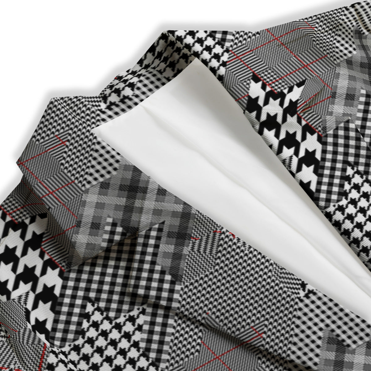 Geometrical Houndstooth Patchwork Print Pattern Women's Blazer-grizzshop