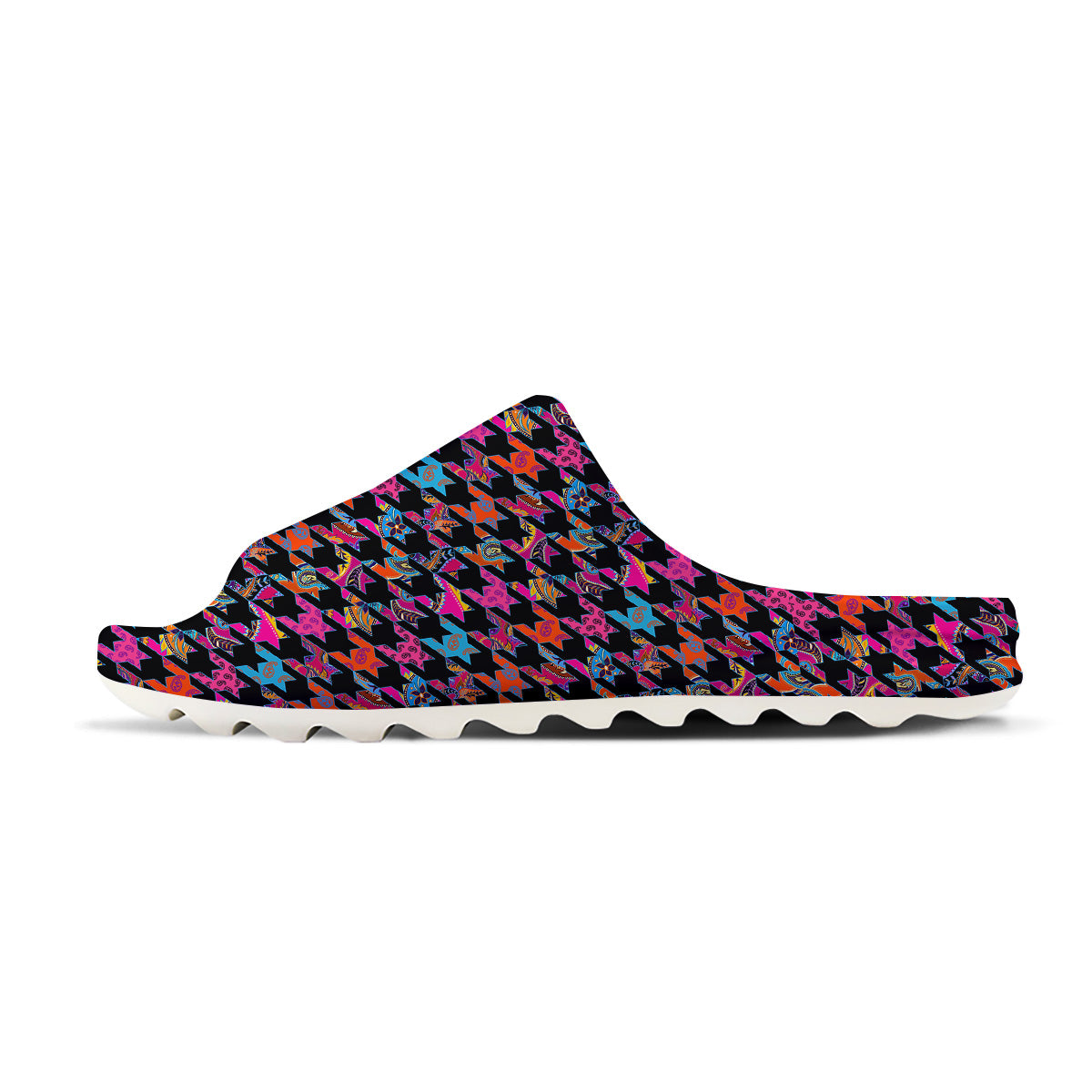Geometrical Houndstooth And Paisley Print Pattern Sandals-grizzshop
