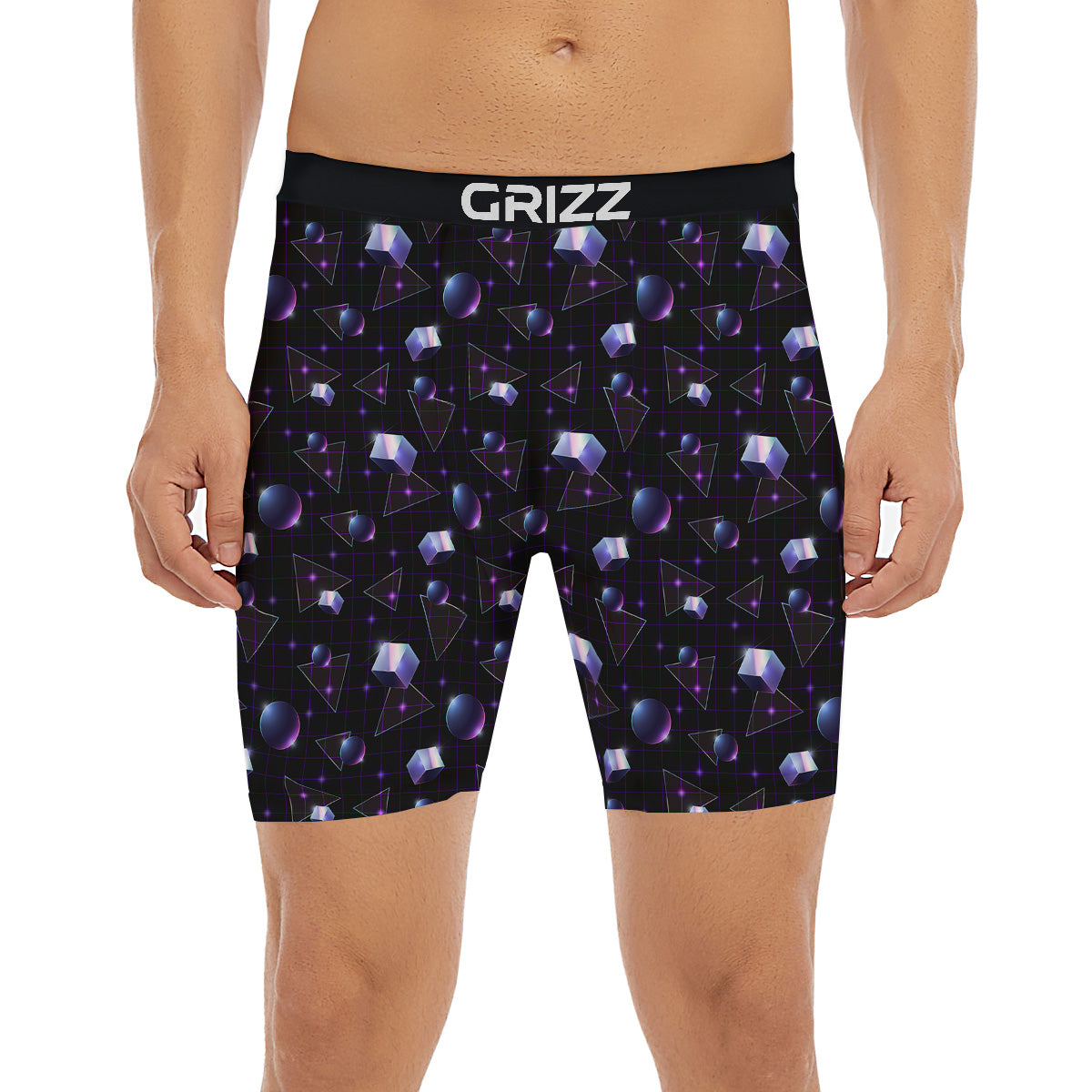 Geometry 80's Style Print Pattern Boxer Briefs-grizzshop