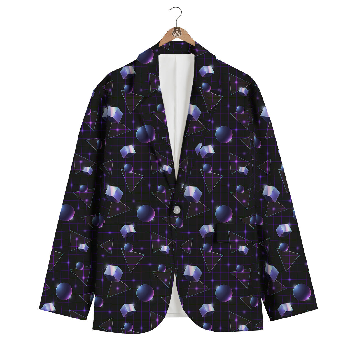 Geometry 80's Style Print Pattern Men's Blazer-grizzshop
