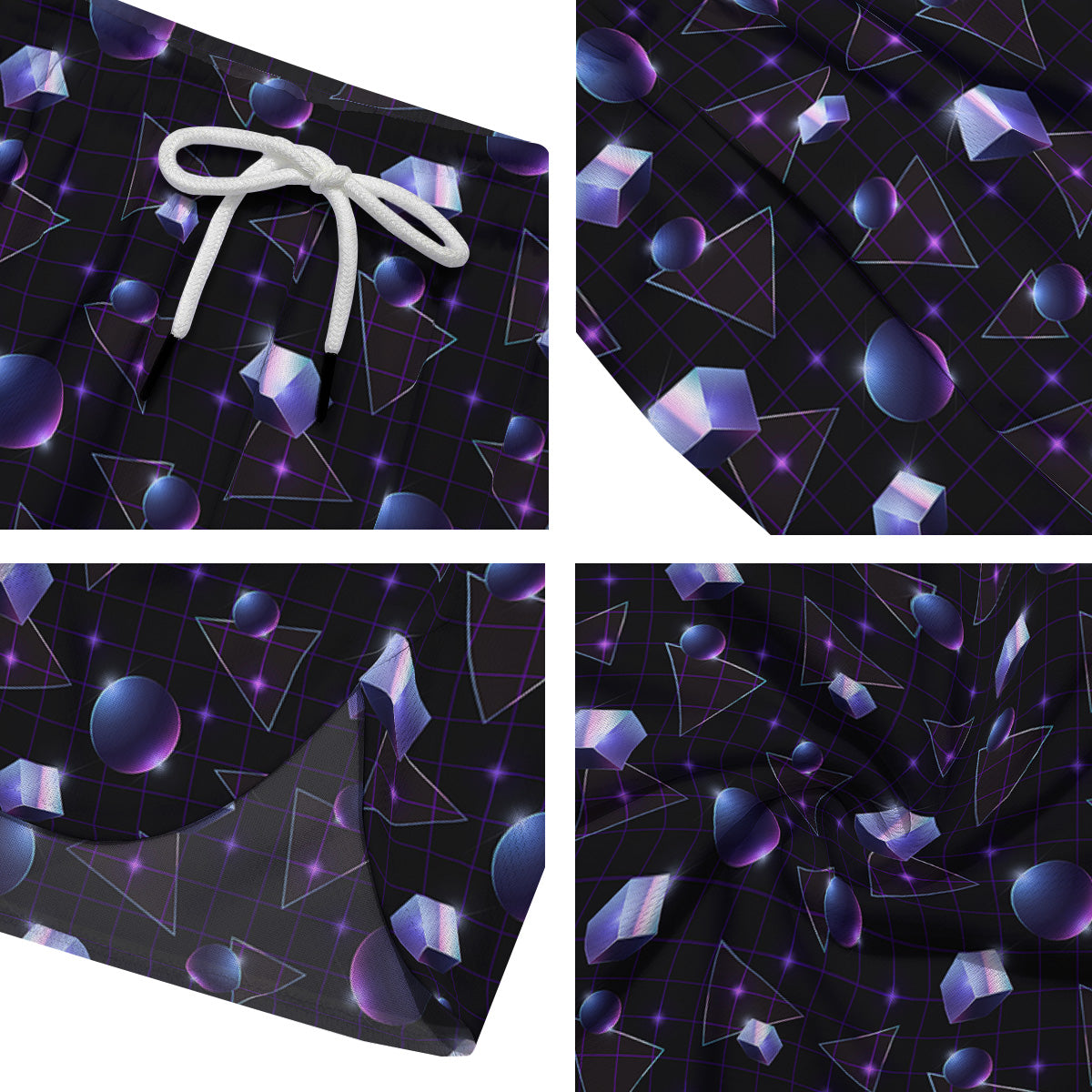 Geometry 80's Style Print Pattern Men's Running Shorts-grizzshop