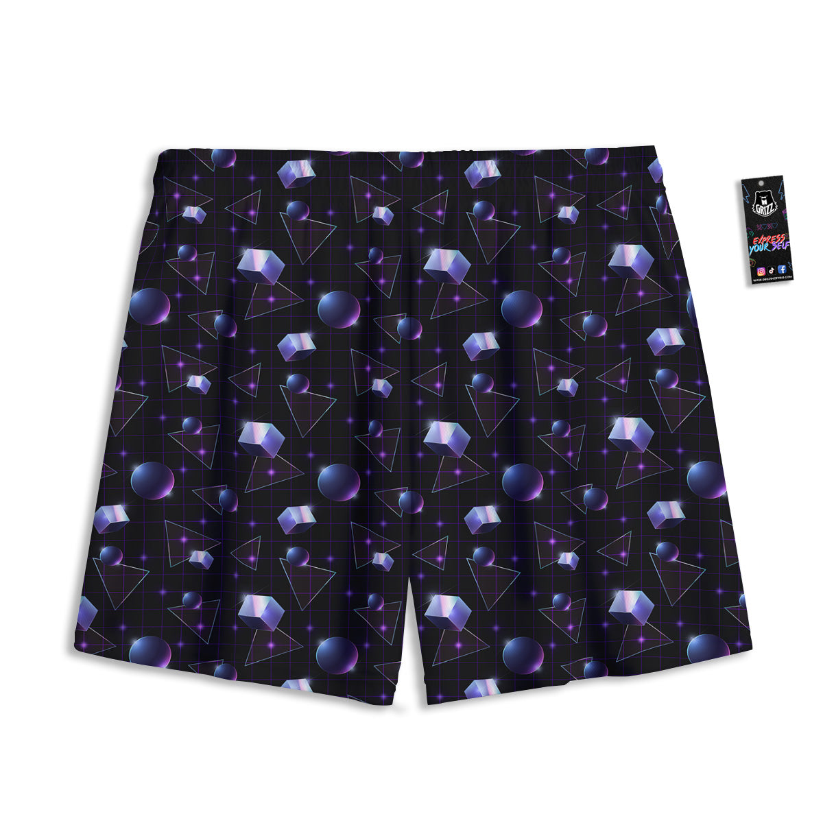 Geometry 80's Style Print Pattern Mesh Shorts-grizzshop