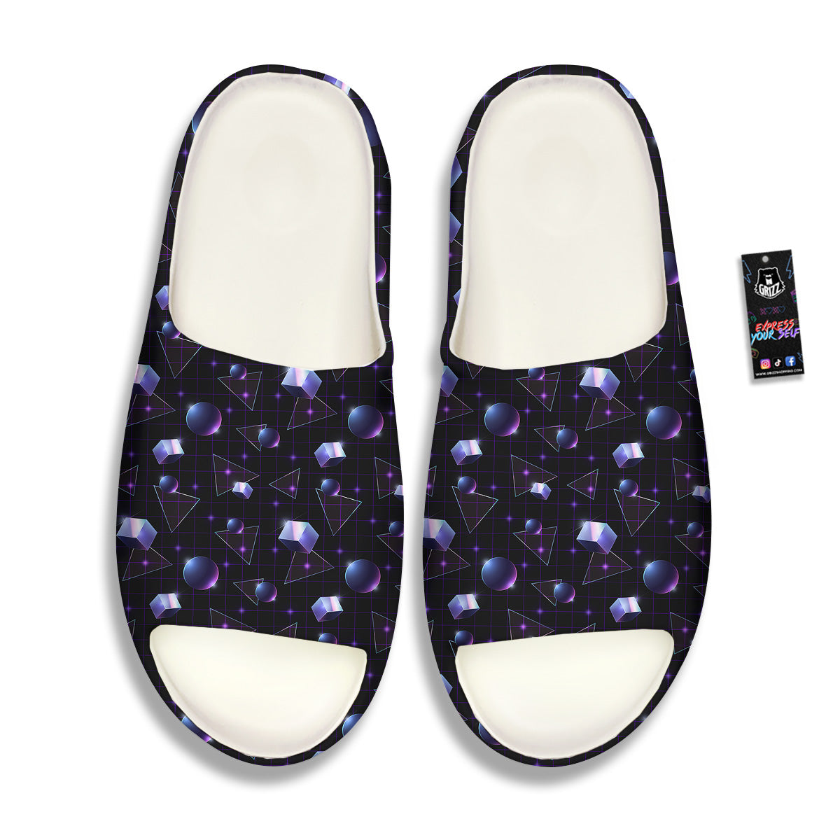 Geometry 80's Style Print Pattern Sandals-grizzshop