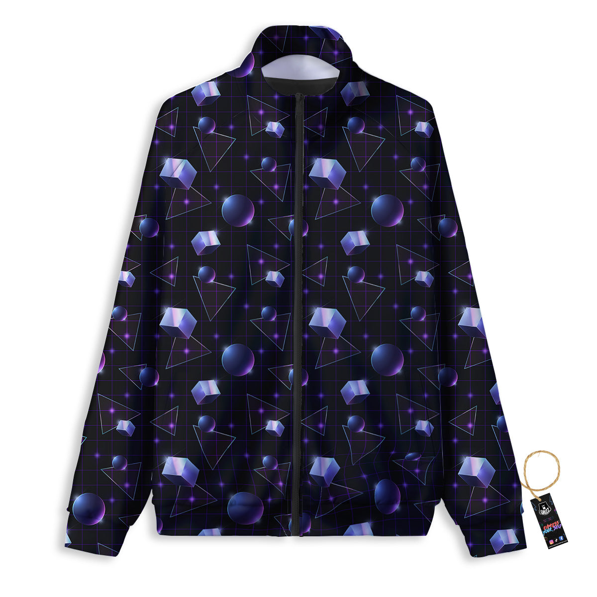 Geometry 80's Style Print Pattern Track Jacket-grizzshop