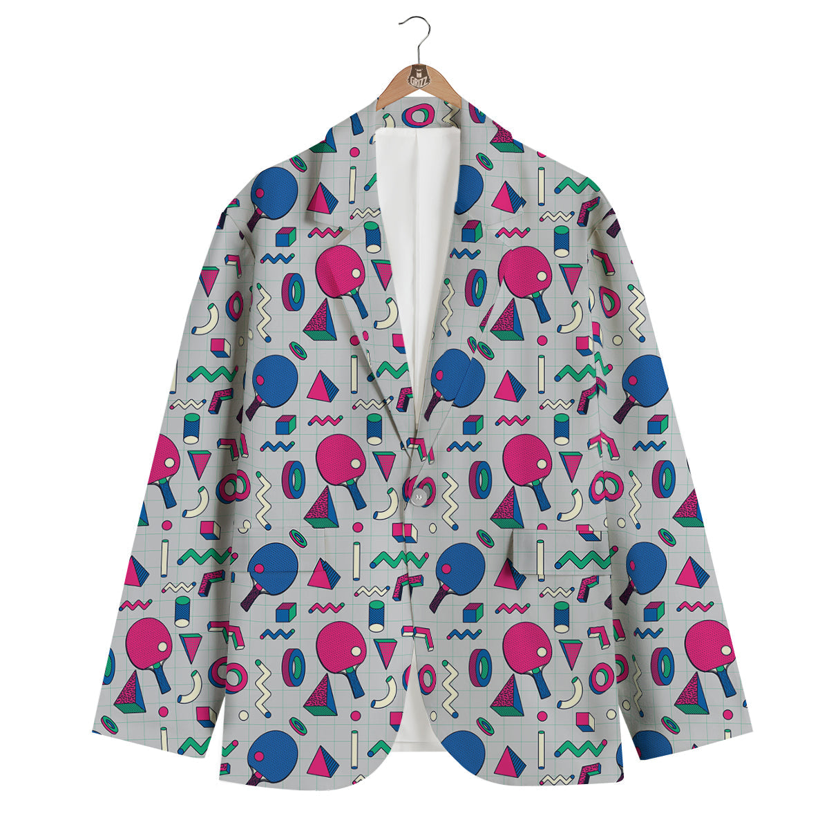 Geometry Pingpong Print Pattern Men's Blazer-grizzshop