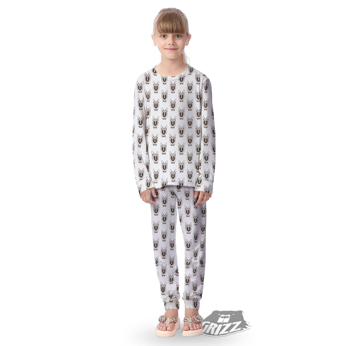 German Shepherd Drawing Print Pattern Kid's Pajamas-grizzshop