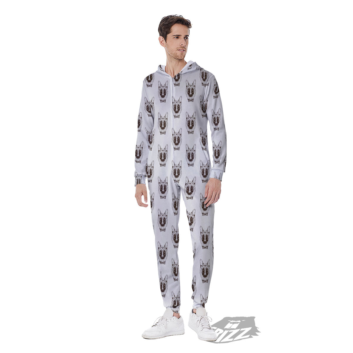 German Shepherd Drawing Print Pattern Men's Jumpsuit-grizzshop
