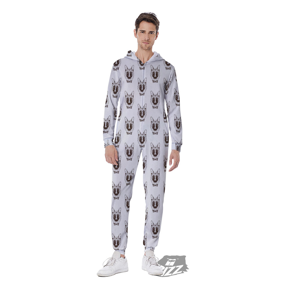 German Shepherd Drawing Print Pattern Men's Jumpsuit-grizzshop