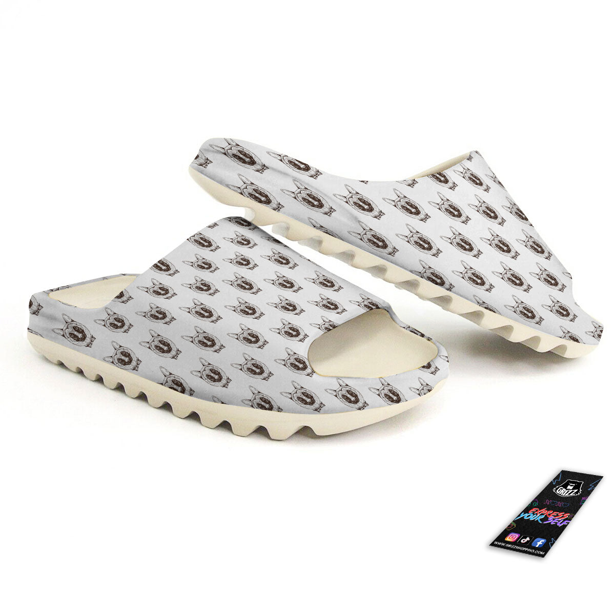 German Shepherd Drawing Print Pattern Sandals-grizzshop