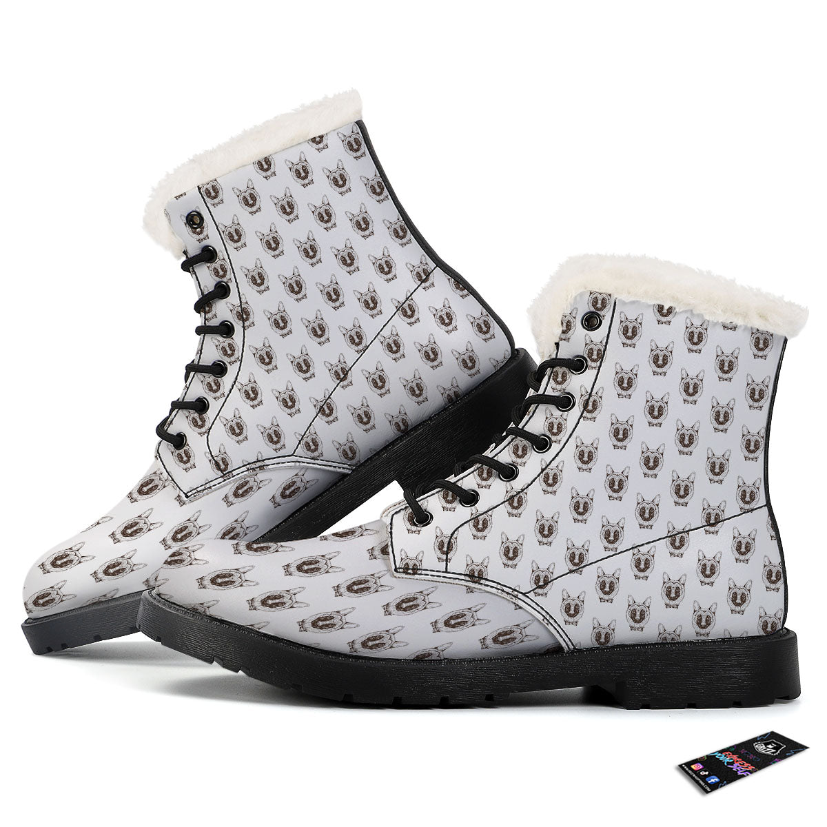 German Shepherd Drawing Print Pattern Winter Boots-grizzshop