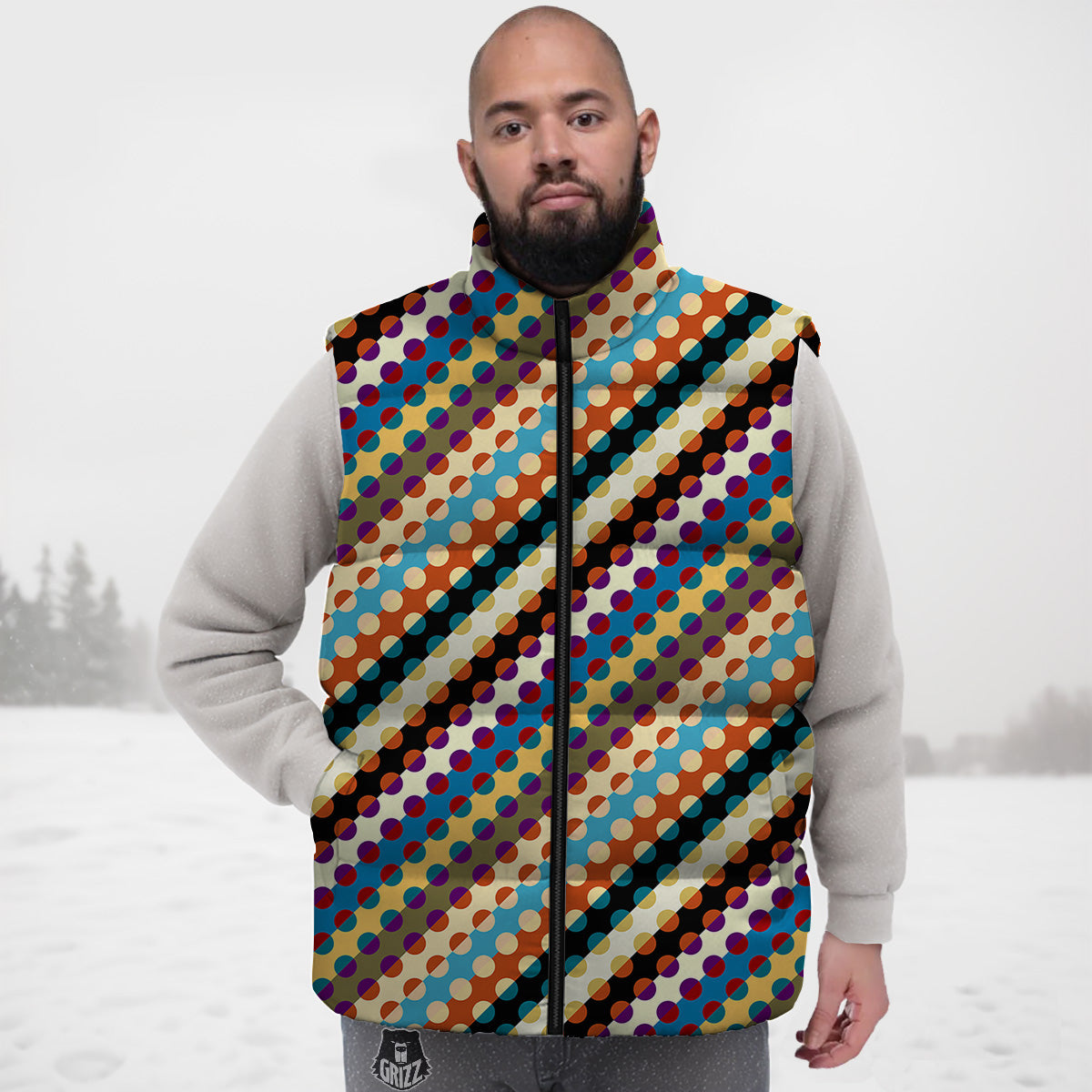 German Shepherd Pattern Print Down Vest-grizzshop