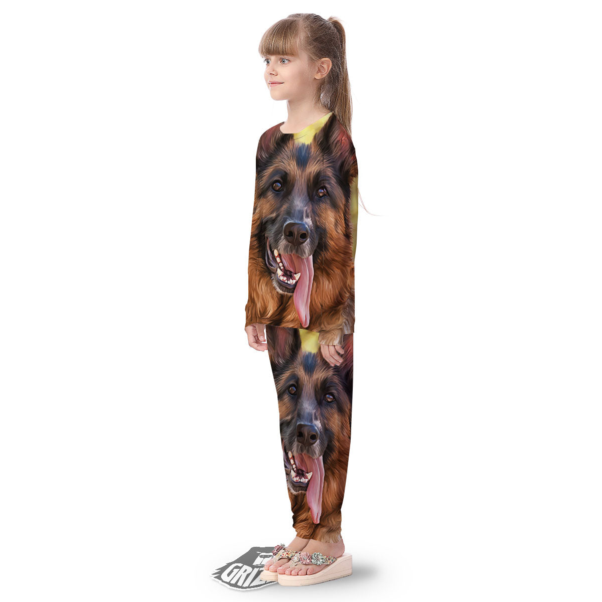 German Shepherd Portrait Vintage Print Kid's Pajamas-grizzshop