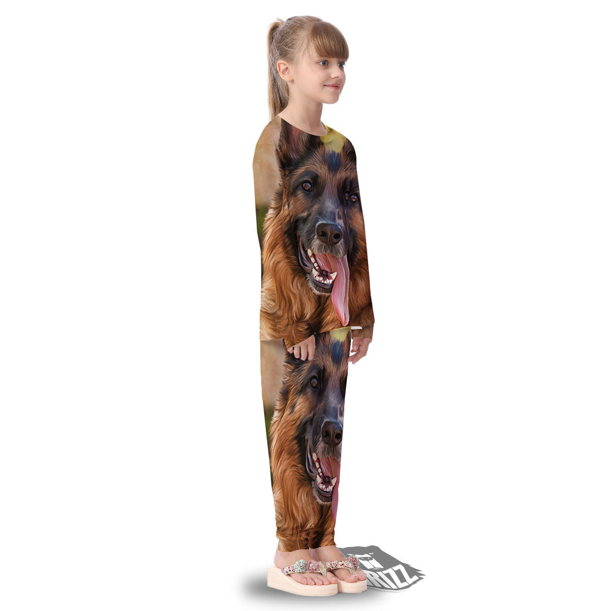 German Shepherd Portrait Vintage Print Kid's Pajamas-grizzshop