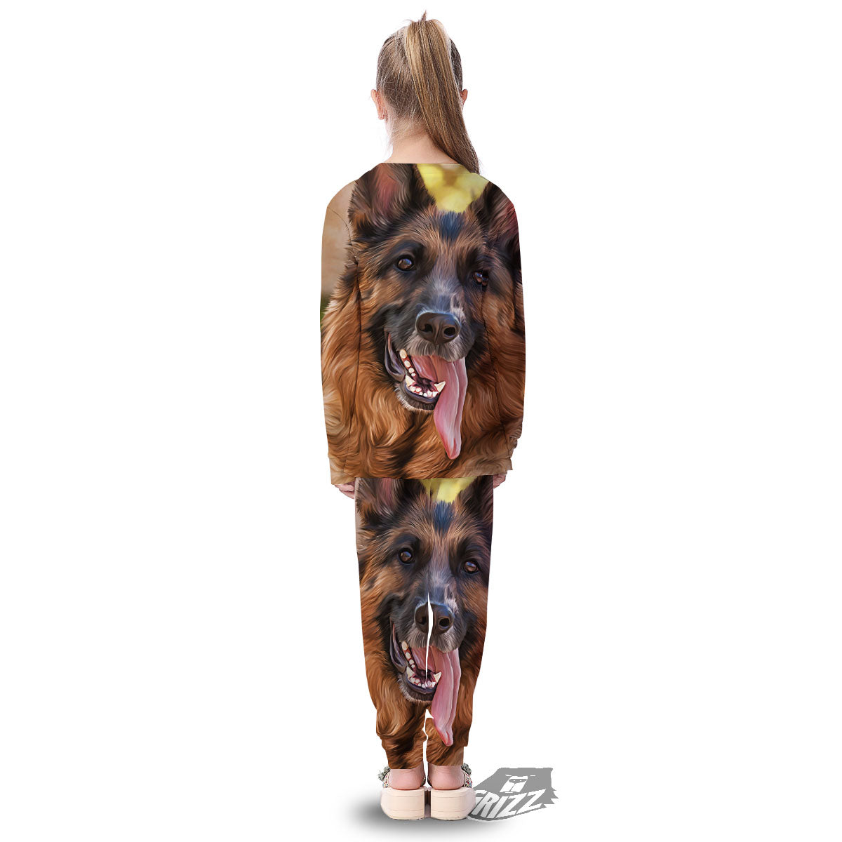 German Shepherd Portrait Vintage Print Kid's Pajamas-grizzshop