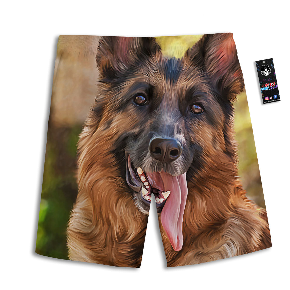 German Shepherd Portrait Vintage Print Men's Athletic Shorts