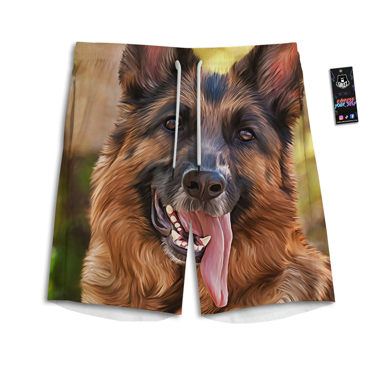 German Shepherd Portrait Vintage Print Men's Athletic Shorts