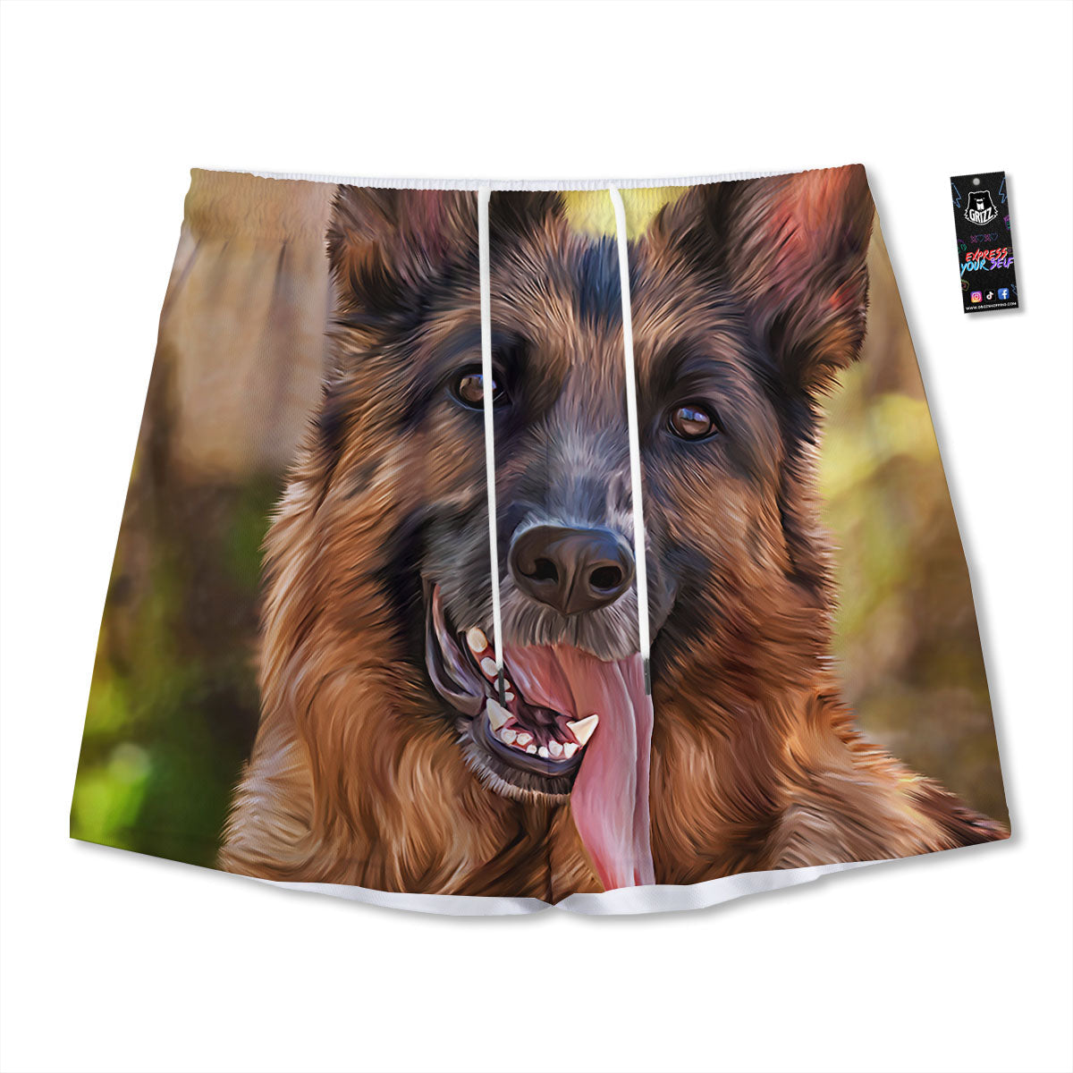 German Shepherd Portrait Vintage Print Mesh Shorts