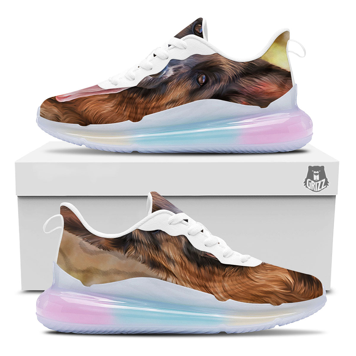 German Shepherd Portrait Vintage Print Running Sneakers-grizzshop