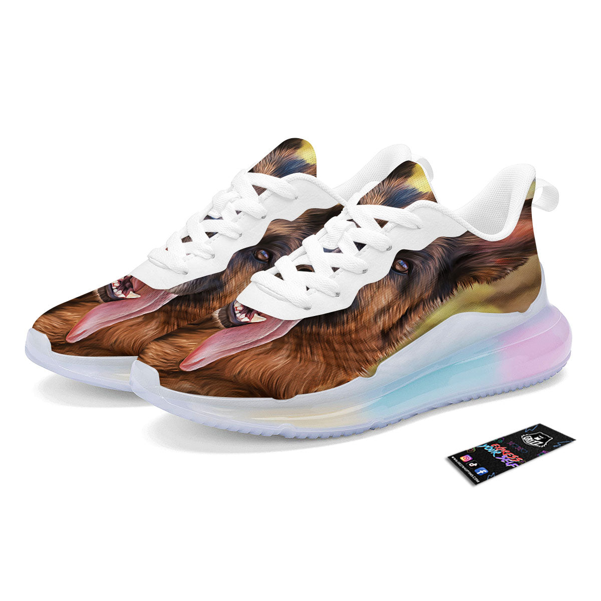 German Shepherd Portrait Vintage Print Running Sneakers-grizzshop