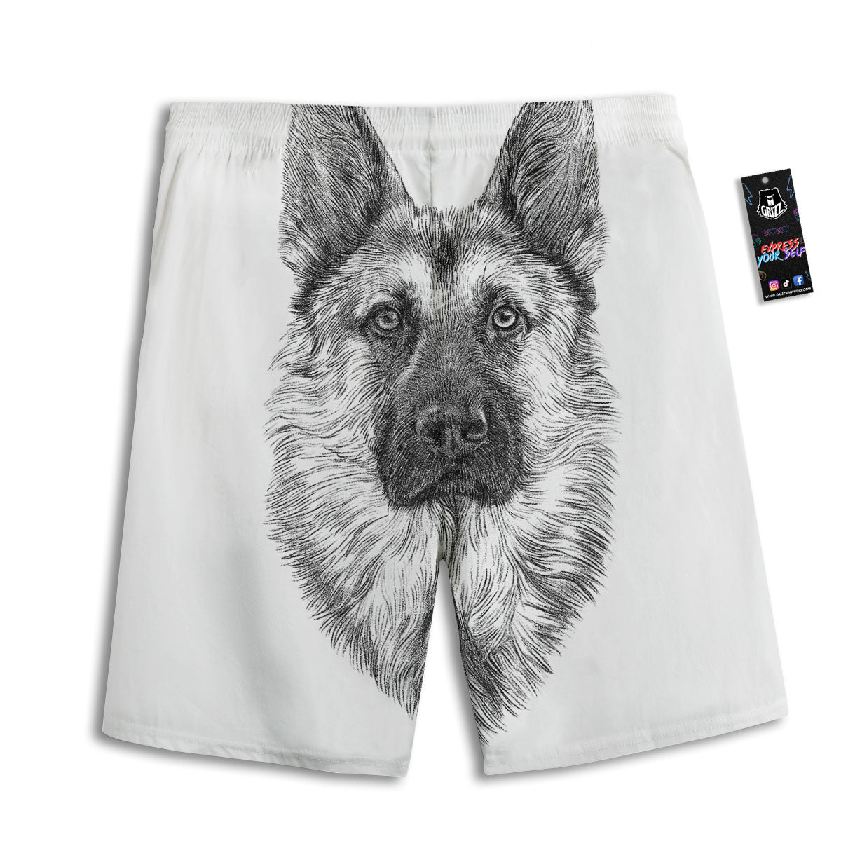 German Shepherd White And Black Print Men's Athletic Shorts