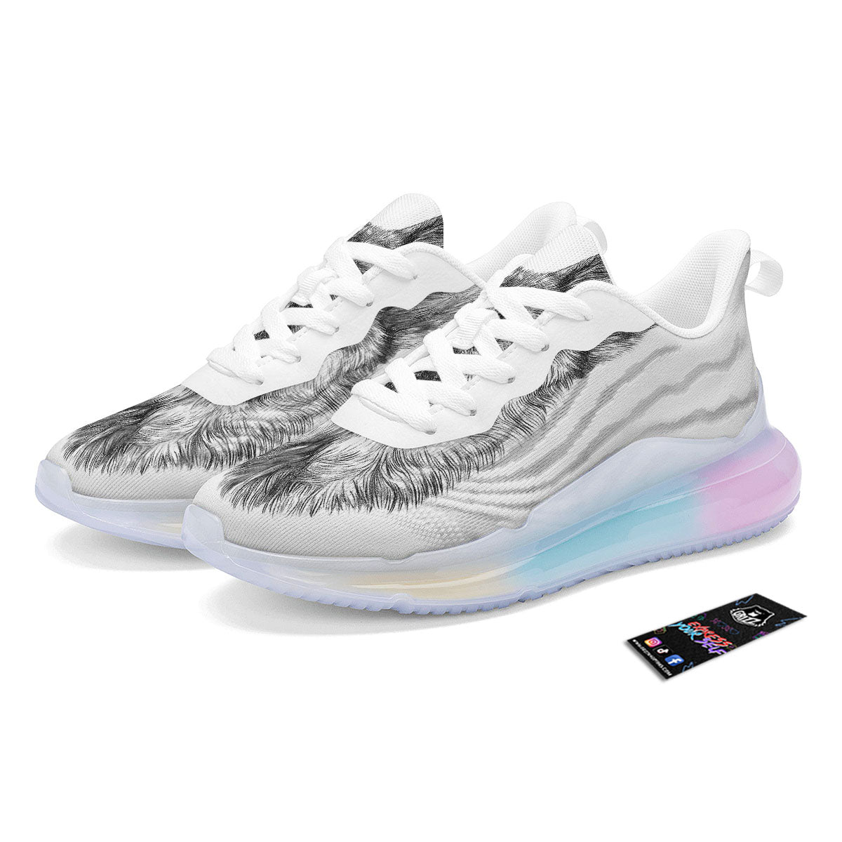 German Shepherd White And Black Print Running Sneakers-grizzshop