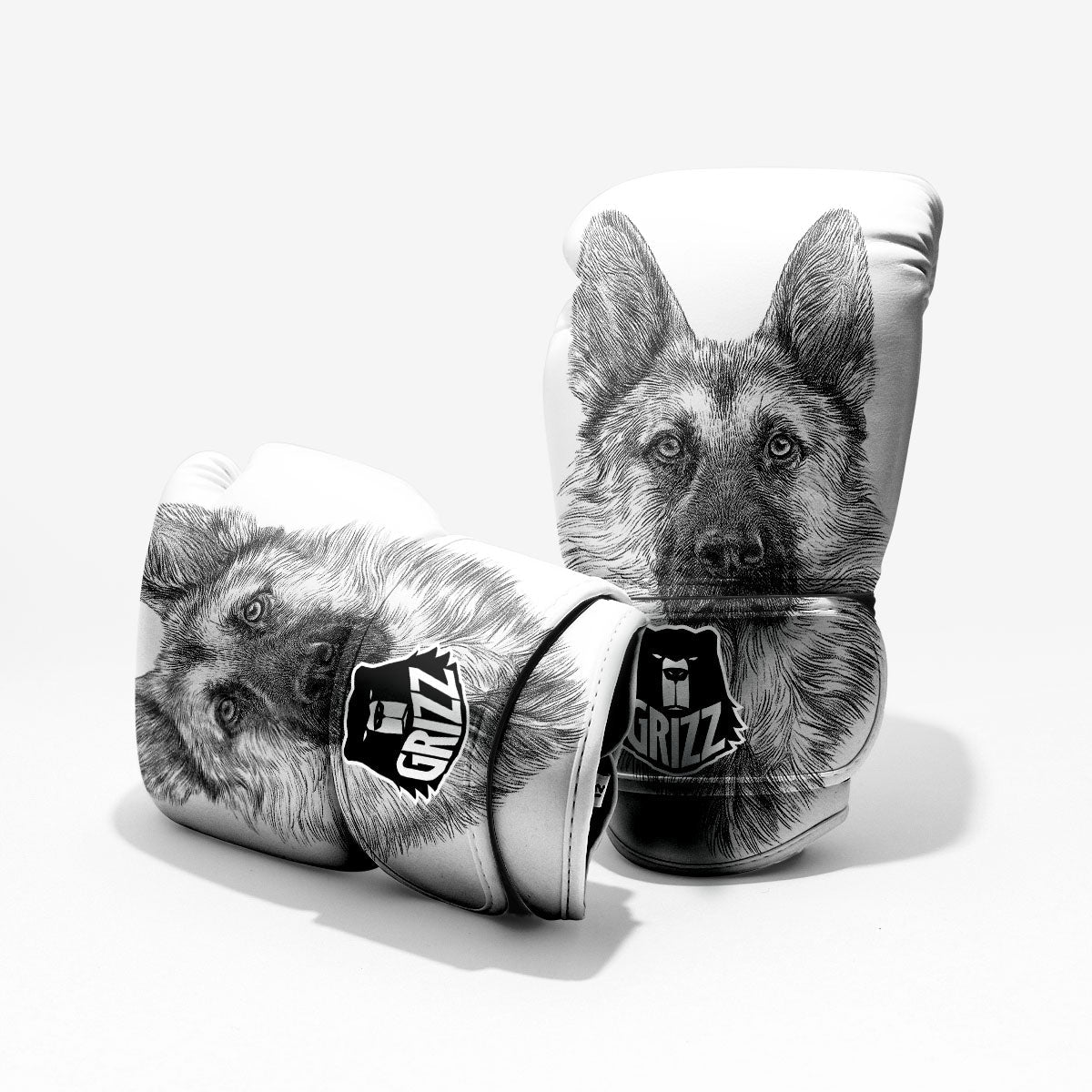 German Shepherd White And Black Print Pro Boxing Glove