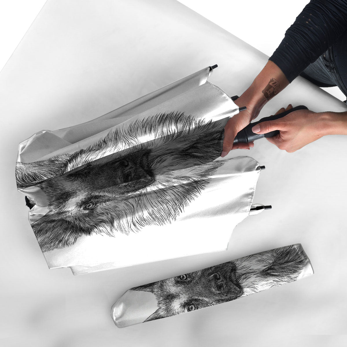 German Shepherd White And Black Print Umbrella-grizzshop