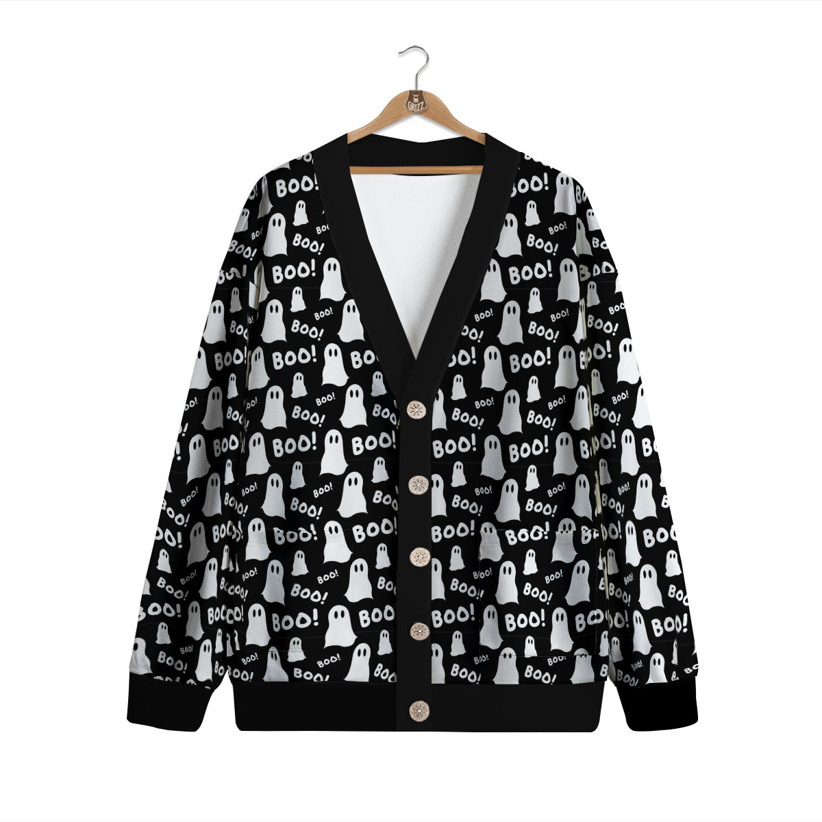 Ghost Cartoon Print Pattern Cardigan-grizzshop