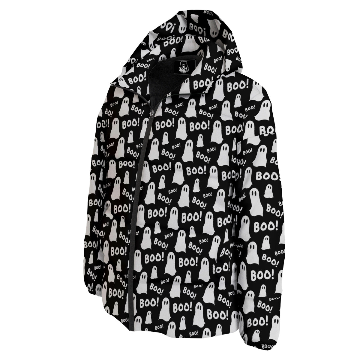 Ghost Cartoon Print Pattern Down Jacket-grizzshop