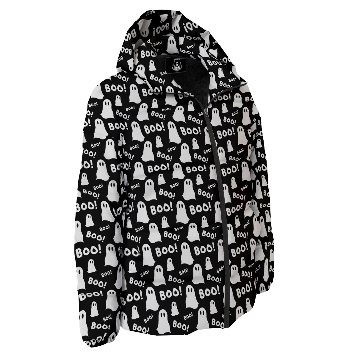 Ghost Cartoon Print Pattern Down Jacket-grizzshop