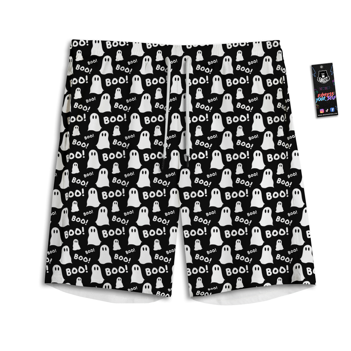 Ghost Cartoon Print Pattern Men's Athletic Shorts