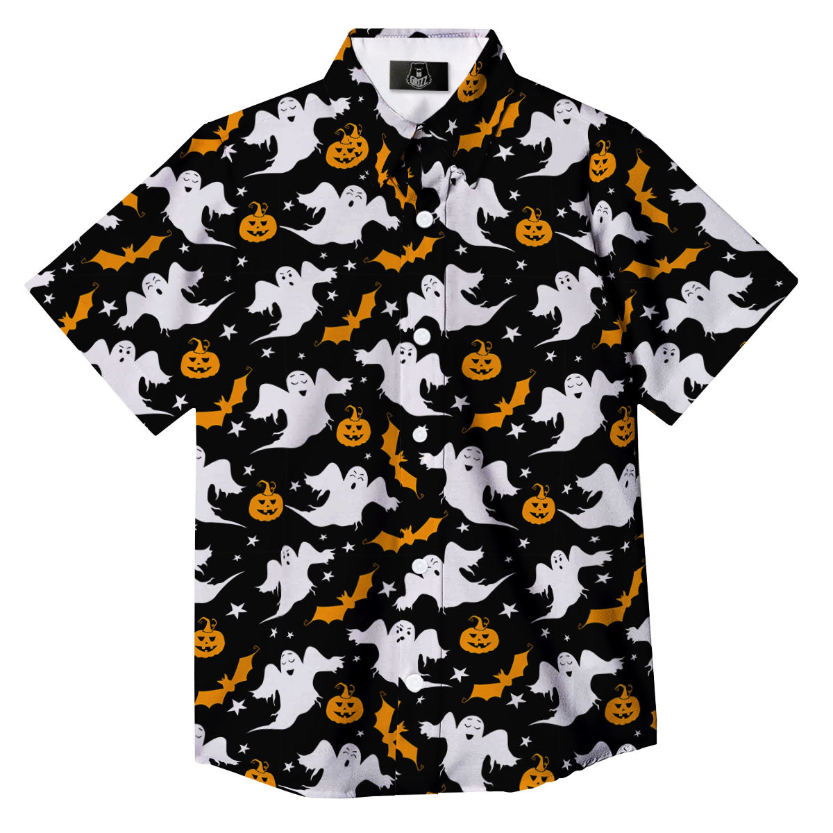 Ghost Halloween Print Pattern Button Up Shirt-grizzshop