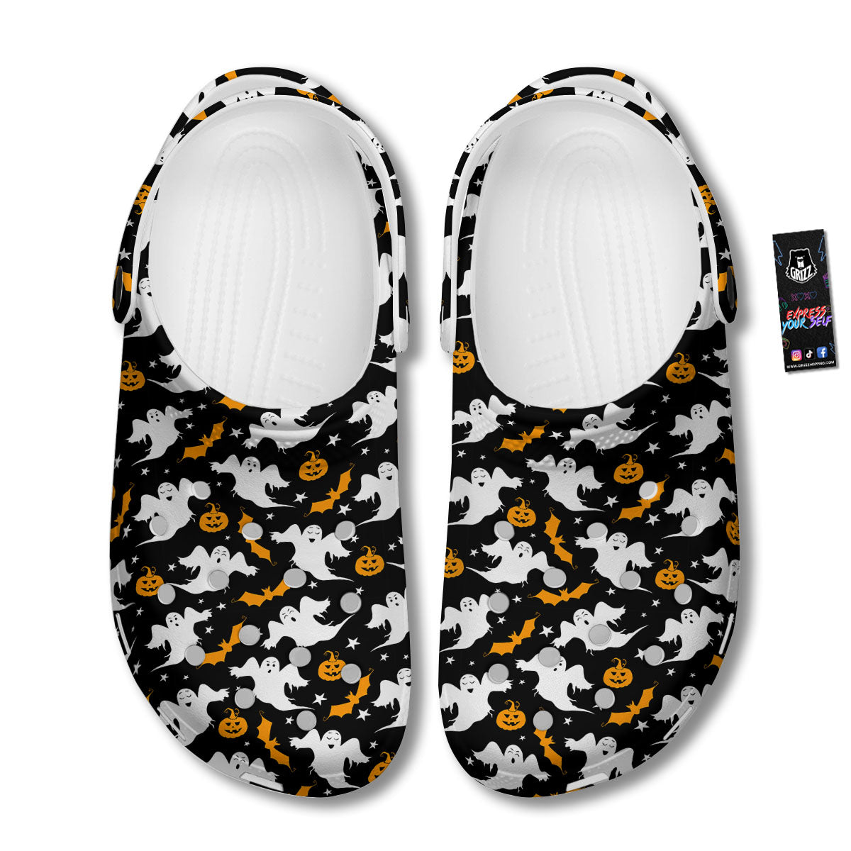 Ghost Halloween Print Pattern Clog-grizzshop