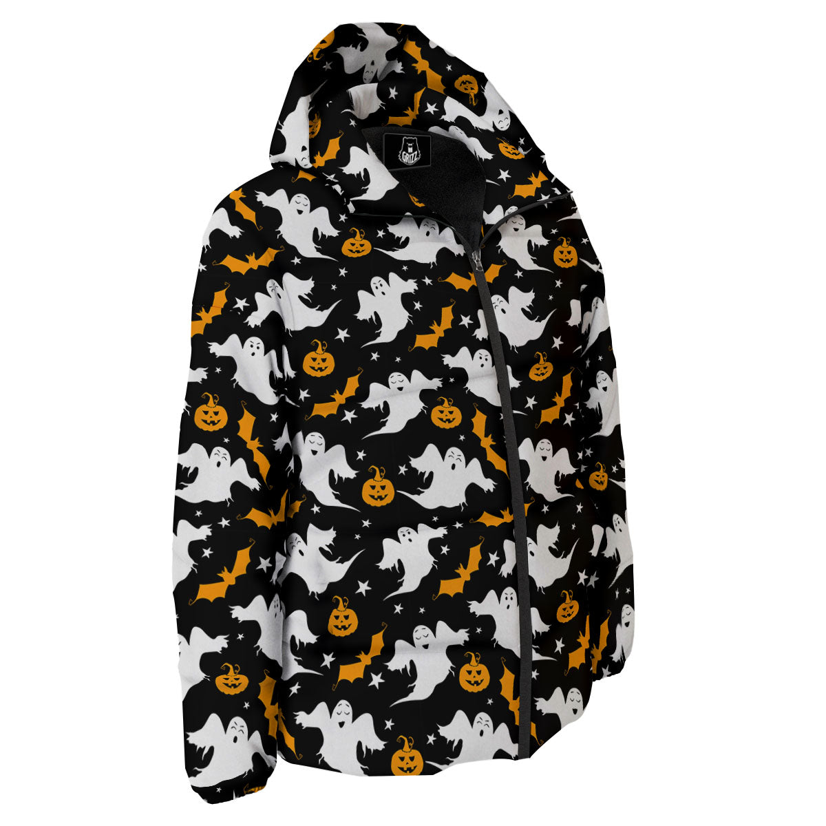 Ghost Halloween Print Pattern Down Jacket-grizzshop