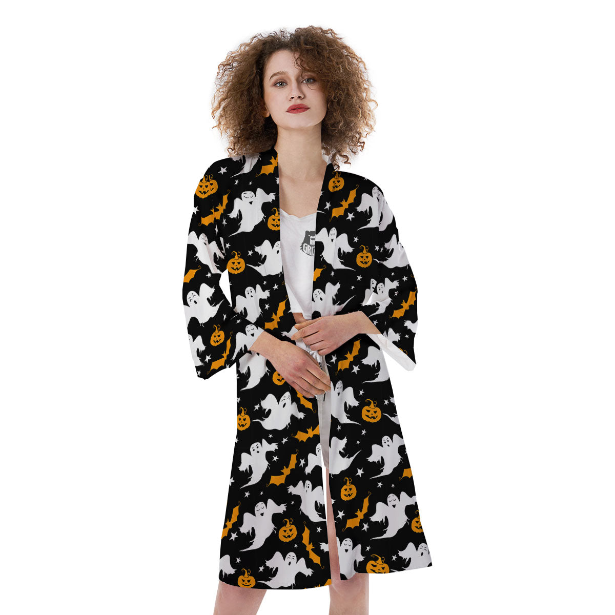 Ghost Halloween Print Pattern Kimono-grizzshop