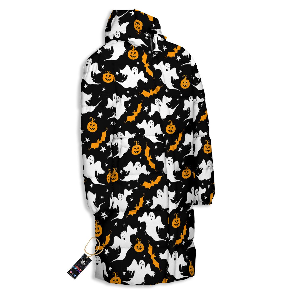 Ghost Halloween Print Pattern Long Down Jacket-grizzshop