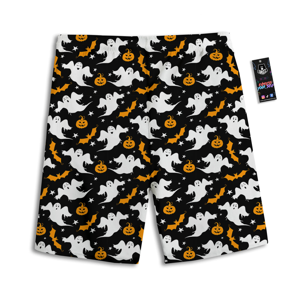 Ghost Halloween Print Pattern Men's Athletic Shorts
