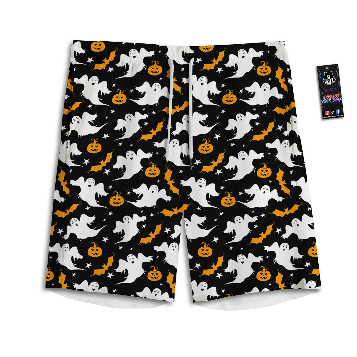 Ghost Halloween Print Pattern Men's Athletic Shorts