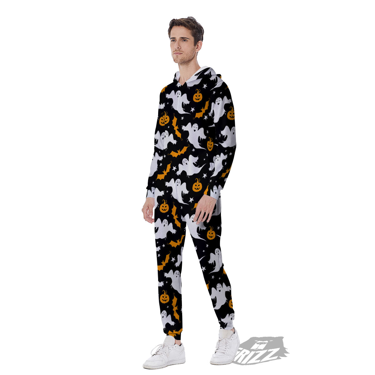 Ghost Halloween Print Pattern Men's Jumpsuit-grizzshop
