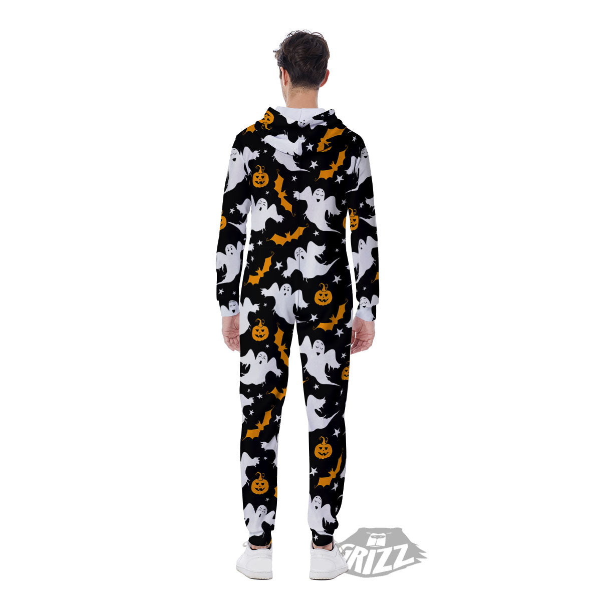 Ghost Halloween Print Pattern Men's Jumpsuit-grizzshop