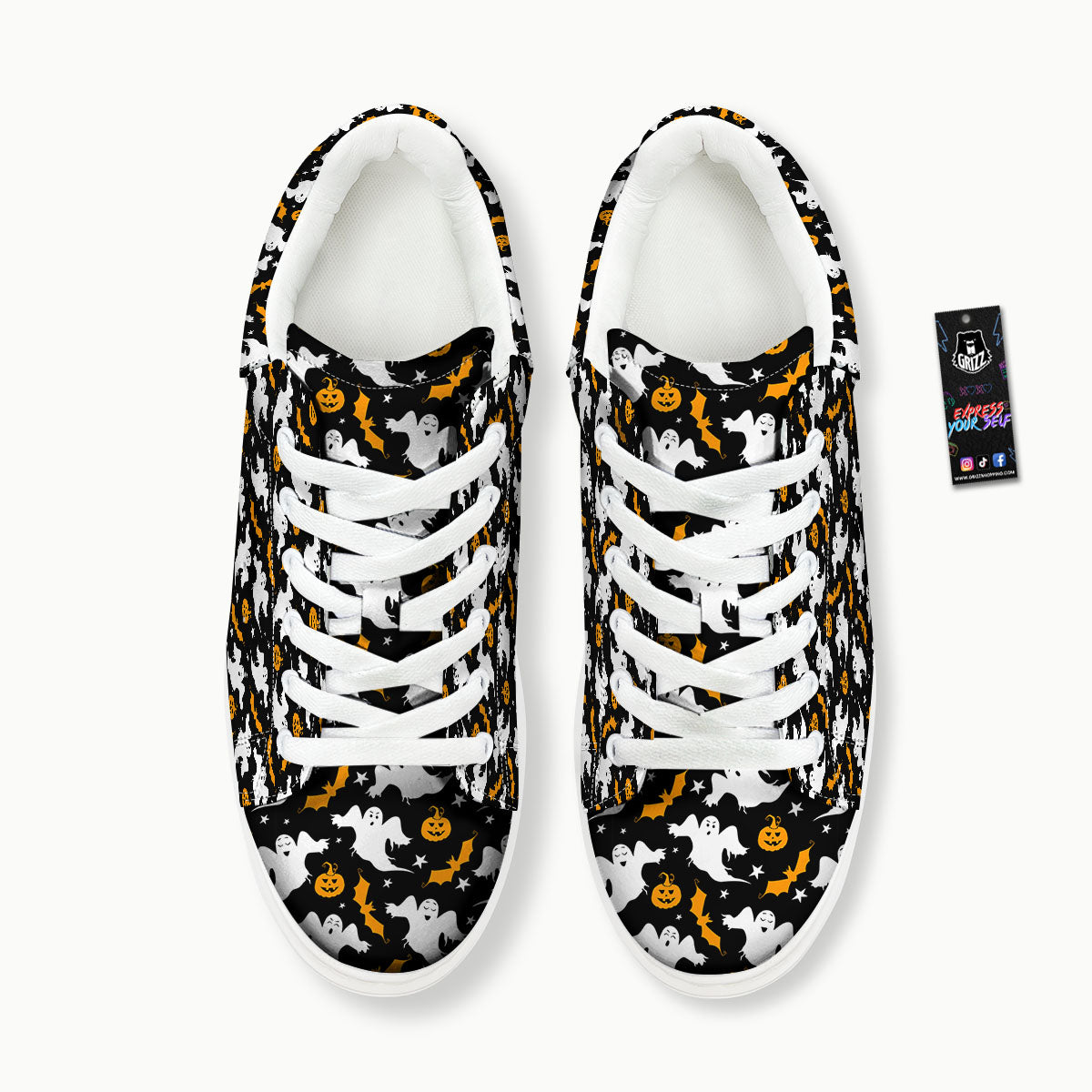 Ghost Halloween Print Pattern Platform Shoes-grizzshop