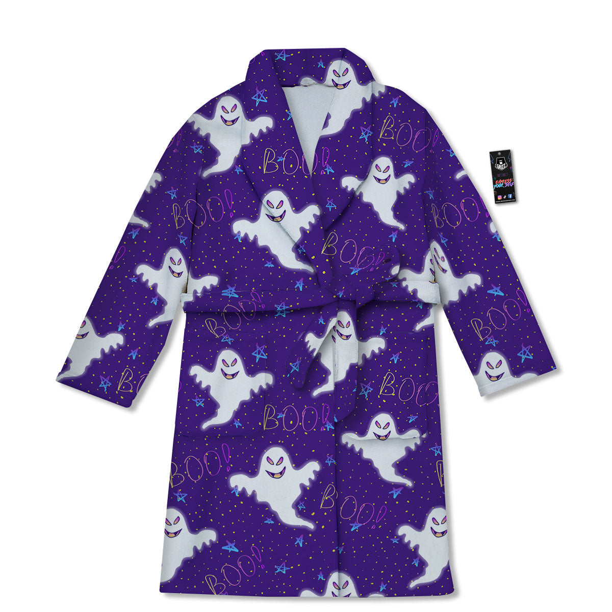 Ghost Happy Halloween Print Pattern Bathrobe-grizzshop