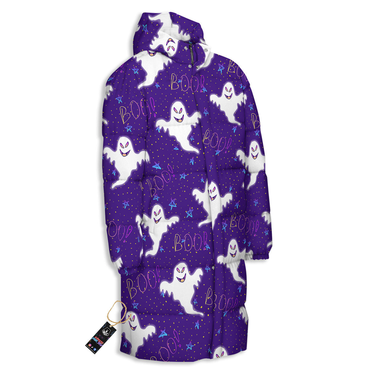 Ghost Happy Halloween Print Pattern Long Down Jacket-grizzshop